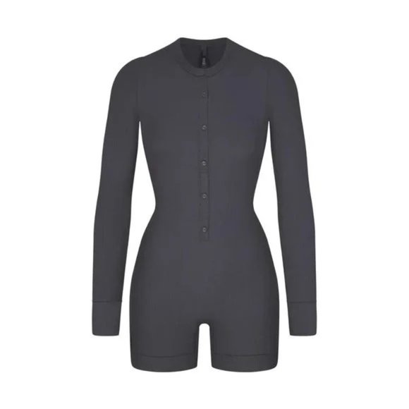SKIMS Pants - Skims Soft Lounge Button Up Henley Onesie - Graphite